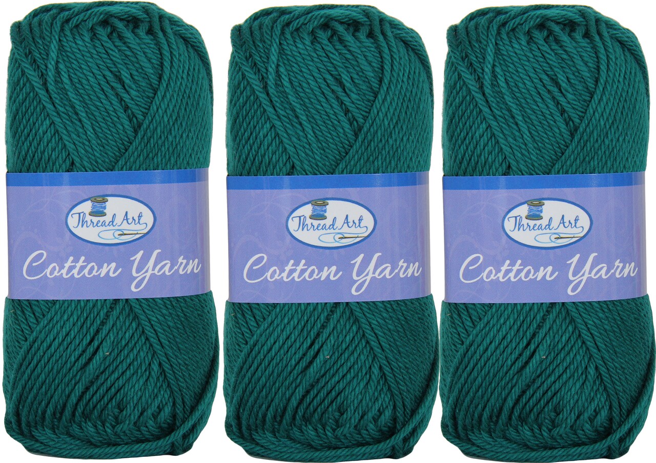 Threadart 100% Pure Cotton Crochet Yarn Size 4 | 50 gram Skeins | Worsted Medium | 85 yds per Skein | 30 Colors Available | Singles, 3 Packs, 6 Packs